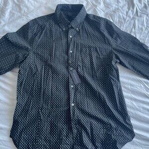 John Varvatos dress shirt size L black small skulls